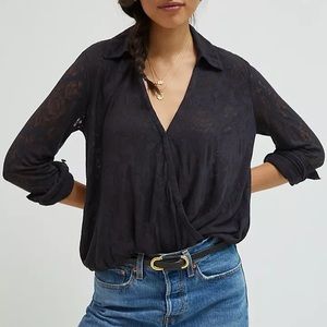 Anthropologie Maeve Burnout Wrap Top